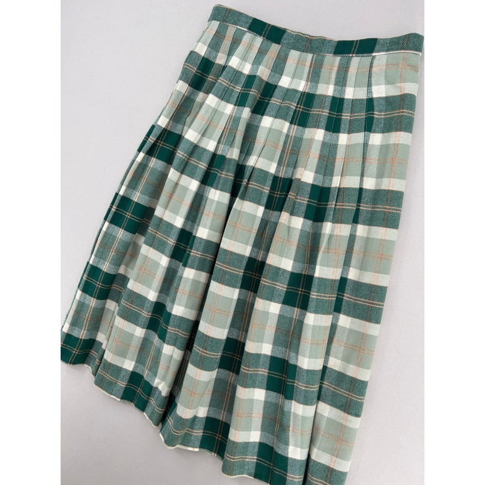 Borderglen Green Plaid Wool Blend Kilt Skirt Made in UK Buckle Wrap Midi NWT - Picture 14 of 14